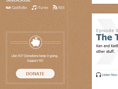 Support XO bank button css3 donate money pig podcast subscribe