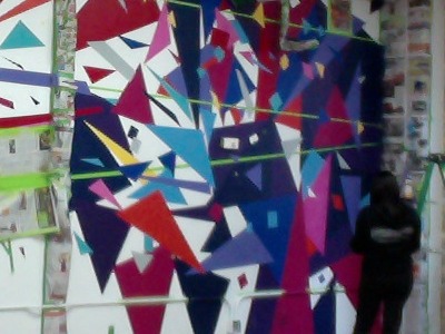 GeoMoMural geometric interior movement mural office painting