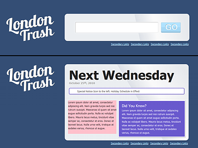 Trash Draft blue css3 lobster london trash wireframe