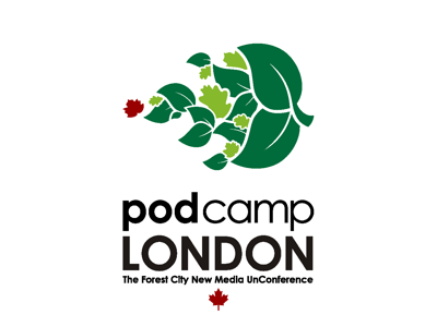 PodCamp London green leaf logo podcamp