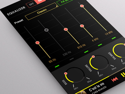 Equalizer Mobile Player App android application black colored design flat mobile music player skin ui yellow