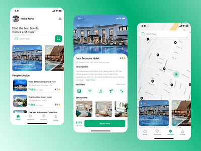 Hotel Booking App app design graphic design illustration logo typography ui ux vector