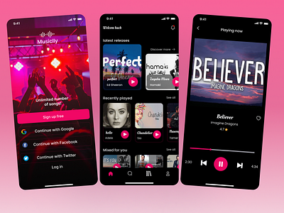 Music Player App app branding design graphic design illustration logo typography ui ux vector