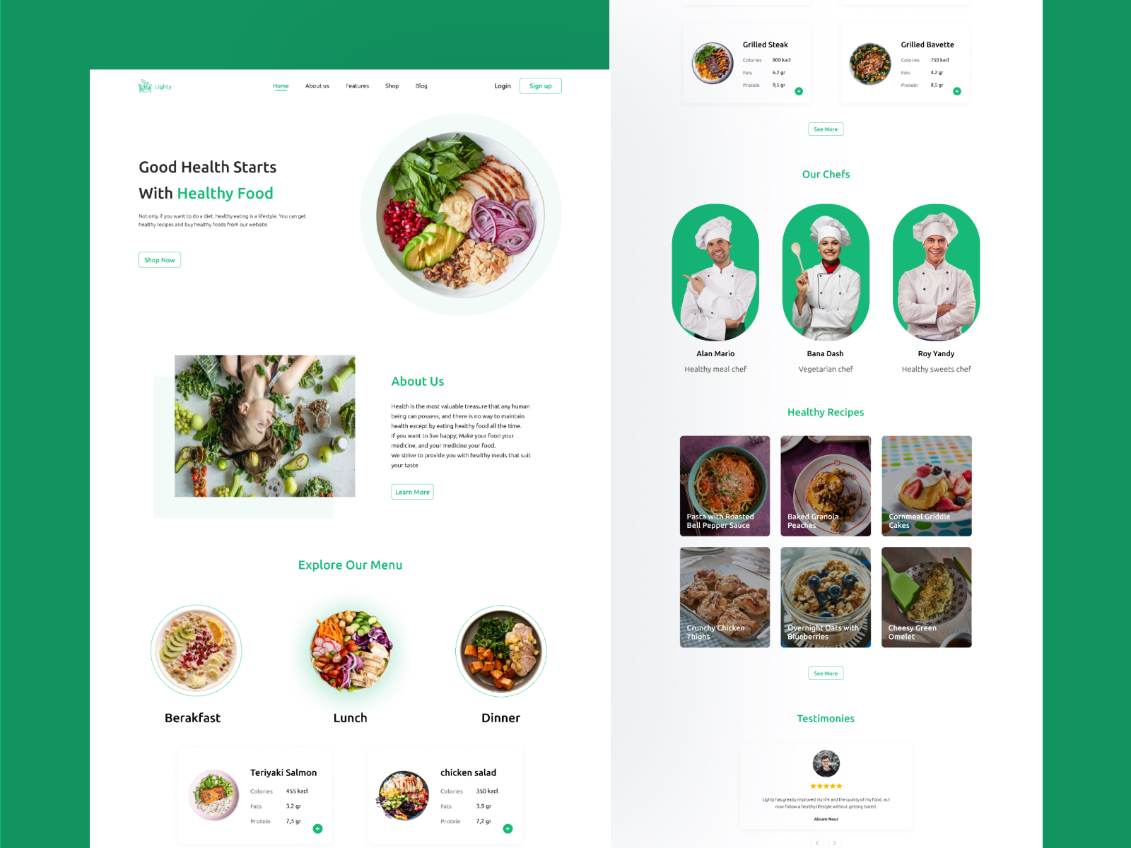 Healthy Food Landing Page by Shimaa N. Abu Al-qumboz on Dribbble