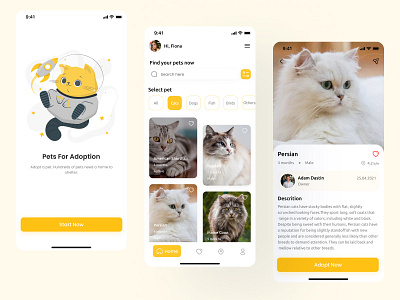 Pet Adoption App app design illustration ui ux vector