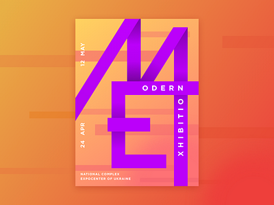 Modern Exhibition Poster abstract bright cadabra card colors digital geometric modern orange poster purple typography
