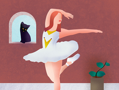Balerine balerine brushes cat dance illustration illustrator photoshop shapes woman