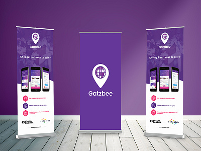 Roll up Gatzbee app houseparty logo pink purple roll up