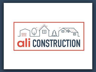 Ali Construction bi color construction house illustration logo red tree
