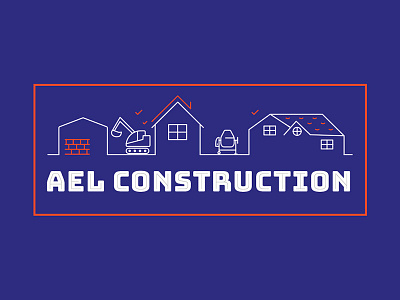 AEL Construction build builder house illustration logo masonry