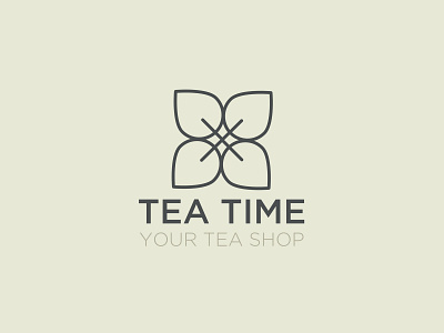 Tea Time logo branding design flat illustration logo tea typography vector