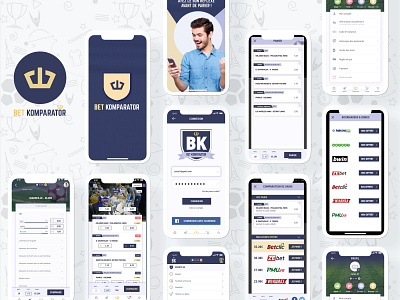 Bet Komparator app american football app basket bet crown logo design football komparator logo sport tennis ui us victory