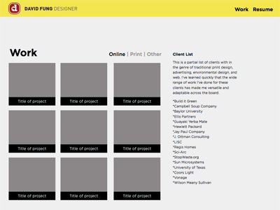 Wireframe for new fromdavy.com site