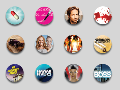 Sampling of Badges for TV.com Relay badges check in mobile app