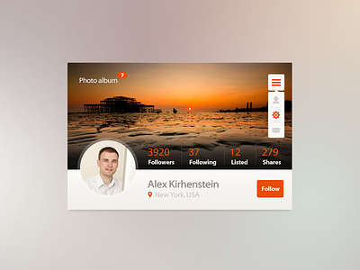 Profile Widget animation application button flat interface profile ui user ux web website widget