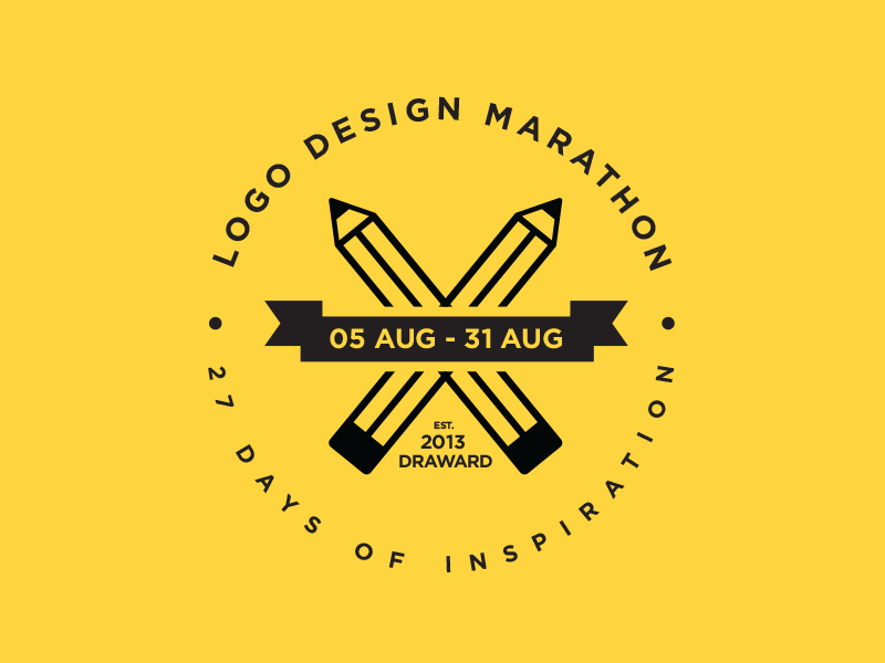 Logo Design Marathon logo design pencil inspiration round circular flag ribbon marathon