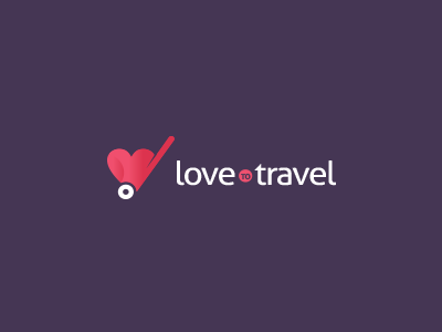 LoveToTravel Logo Design travel love heart logo design case identity vocation icon bag luggage