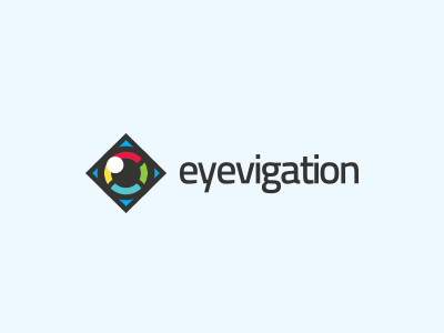Eyevigation Logo Design branding identity logo designer eye arrow navigation logo design vision colorful travel navigator