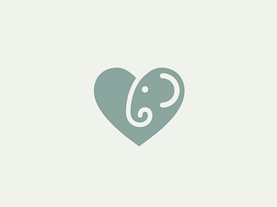 Elephant Icon animal big design elephant flat heart icon logo mark negative space symbol