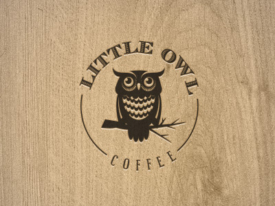 Little Owl Coffee Logo bird brow coffee design draward icon little logo logo design owl wood