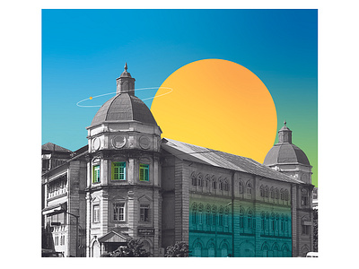 Colonial Building In Yangon adobeillustrator color creative design illustration myanmar vector yangon