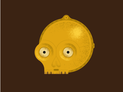 Skull a day #8 c3po gold may the 4th skull start wars texture