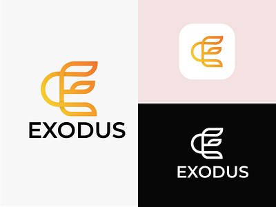 EXODUS, E modern letter logo design