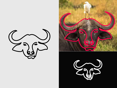 Cow line art logo design