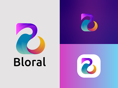 Bloral,B modern letter logo design