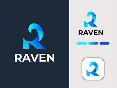 RAVEN, R modern letter logo design