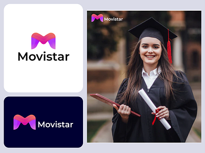 Movistar M modern letter logo design