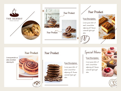 Instagram Post - Aesthetic- Template- Food Pastry And Bakery bakery branding cake design food instagram pastry template