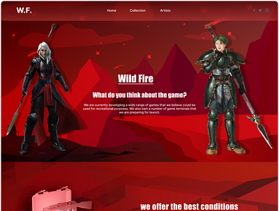 Wild Fire - Gaming website landing page design 3d animation black blue branding design figma graphic design illustration logo motion graphics phone uxxi photoshop ui ux web ux website uxxi