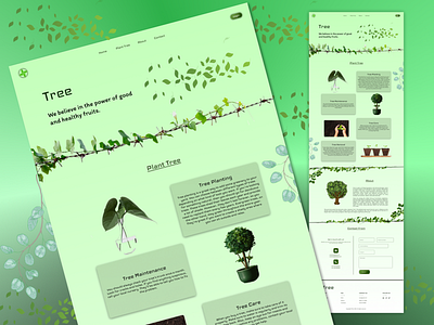 Tree Plant Website UX Mockup 3d animation best ux branding design figma graphic design green ux illustration logo mobile design mobile mockup tree ux ui ui mockup unicq design ux ux mockup web design website design