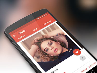 Tinder - Material Design android app chat dating design hollywood material design mobile profile tinder ui ux