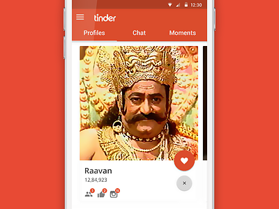 Raavan Tinder Profile graphic interface like material mobile profile technology tinder ui ux