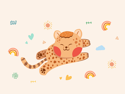 ethnic cheeth adorable animal bangs cartoon cheetah cute ethnic happy illustration safari tribal vector