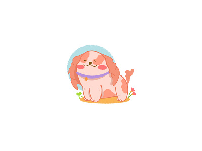 chubby doggy adorable animal cartoon character cute doggy happy illustration japanese lovely nordic pastel pink