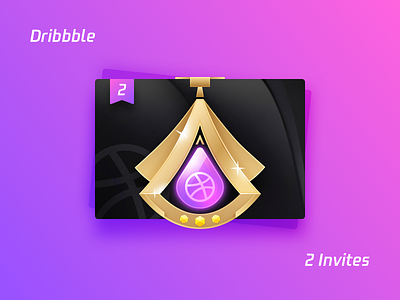 2 Dribbble Invites awards card draft dribbble giveaway invitation invite invites medal