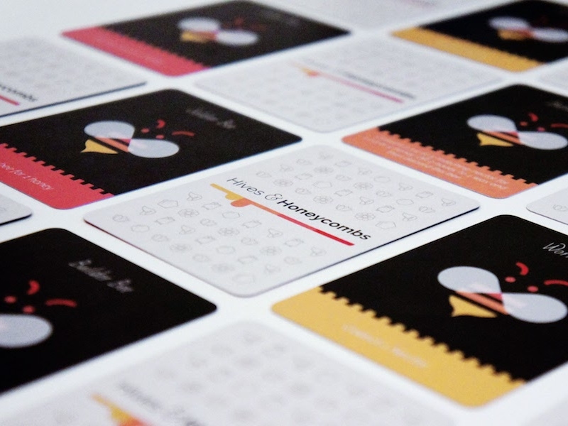 Hives and honeycombs cards boardgame brand identity brand