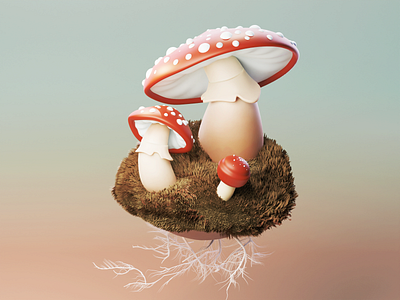 Mushroom. Fly agaric 3d blender design graphic design illustration