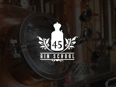 45 Gin School 45 alcohol branding distillery gin gin school identity logo numbers school still typography