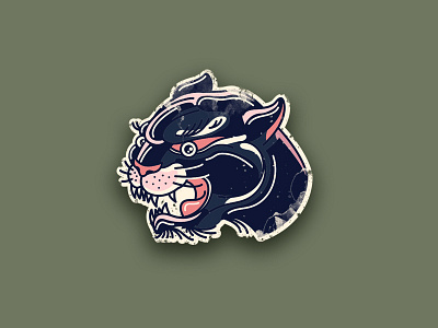 Tattoo style panther illustration animal big cat black black cat cat icon illustration panther sticker worn