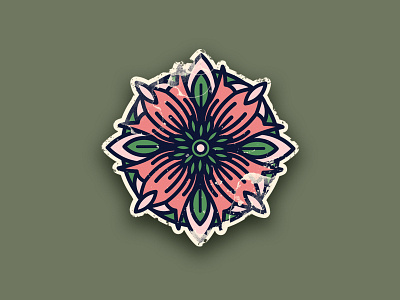 Tattoo flower Icon flower green icon leaf logo pink round tattoo