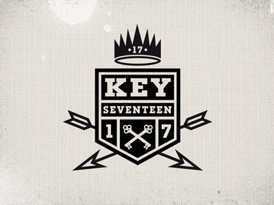 Keyseventeen keys type arrows numbers logo crest crown identity