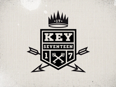 Keyseventeen arrows crest crown identity keys logo numbers type
