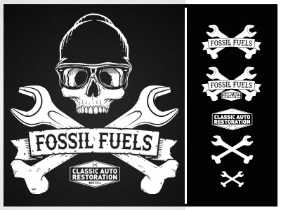 Fossil Fuels branding design garage hot illustration logo rod skull