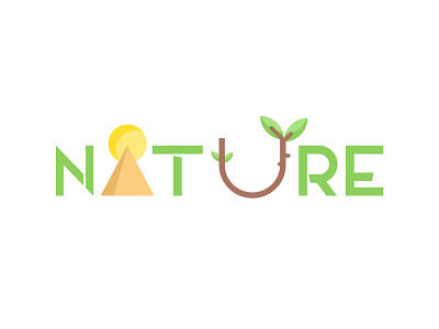 Nature awesome awesome logo design icon illustration typography vector