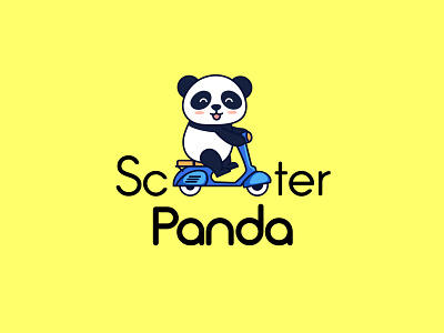 Scooter Panda awesome awesome logo branding design flat icon illustration logo vector