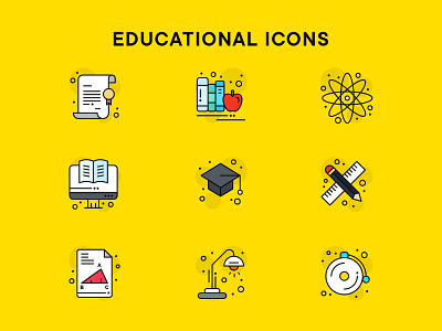 Educational Icons Set awesome branding flat icon illustration illustrator minimal vector website